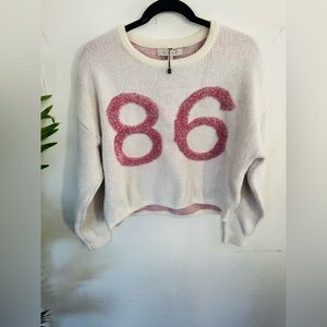Dance & Marvel Cream and Pink Crew Neck Sweater